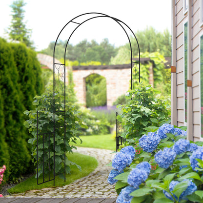 Outdoor Garden Arch with Double Gates, Metal Garden Arbor for Climbing Plants, Roses, Vines, Wedding Arch for Outdoor