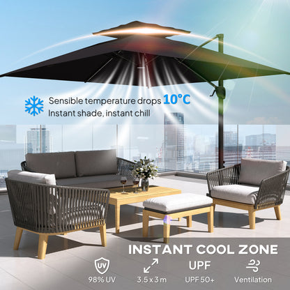 Multi-Angle LED Light Parasol Umbrella - Black