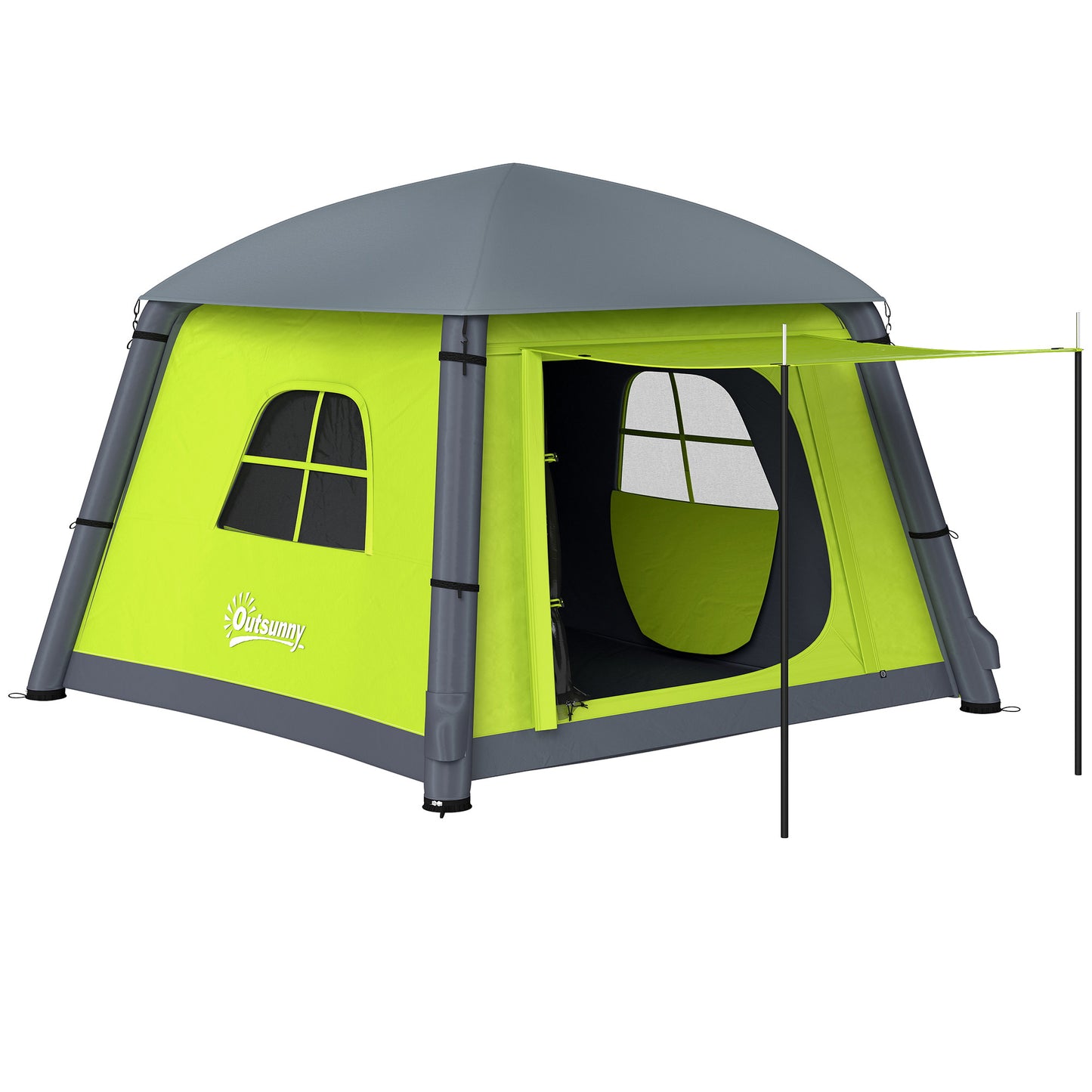 Inflatable Camping Tent w/ Hand Pump, Easy Setup 1/2 Person Blow Up Tent Waterproof 190T Taffeta w/ Mesh Windows