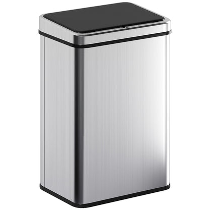 40L Sensor Bin with Soft-Close Lid, Stainless Steel Automatic Touchless Motion Sensor Kitchen Bin, Silver Tone