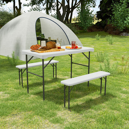 Three-Piece Folding Picnic Table and Bench Set - White