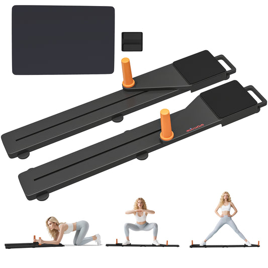 Push Up Board Set of 2, Portable Press Up Board with Dual Glide Rails, Knee Pad