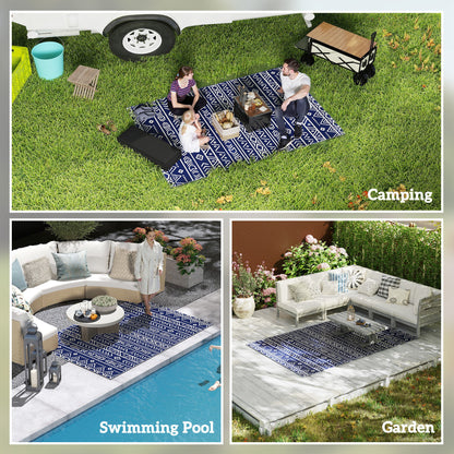 Reversible Outdoor Rug with Carry Bag, Waterproof Plastic Straw Mat for Garden, Deck, RV, Picnic, Beach, Camping