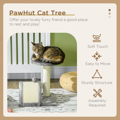 Cat Tree, Kitten Scratcher Activity Centre, with Sisal Scratching Post, Toy Ball - Grey