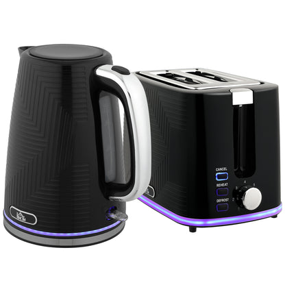 Modern Kettle and Toaster Set - Black