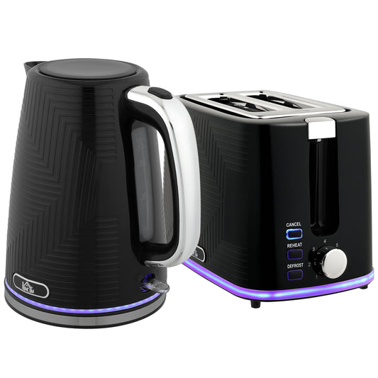 Modern Kettle and Toaster Set - Black