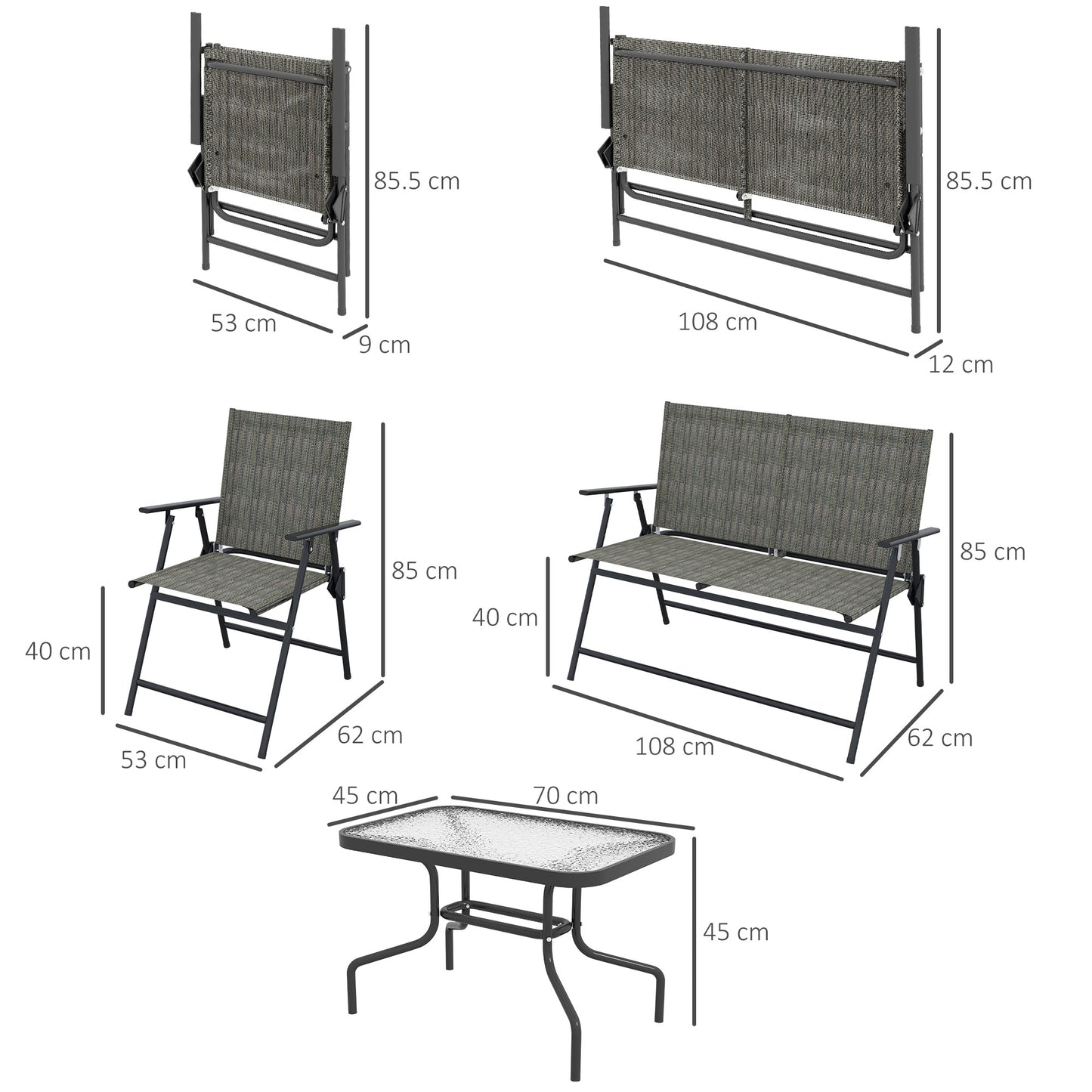 Four-Piece Metal Garden Sofa Set - Mixed Brown