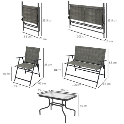 Four-Piece Metal Garden Sofa Set - Mixed Brown