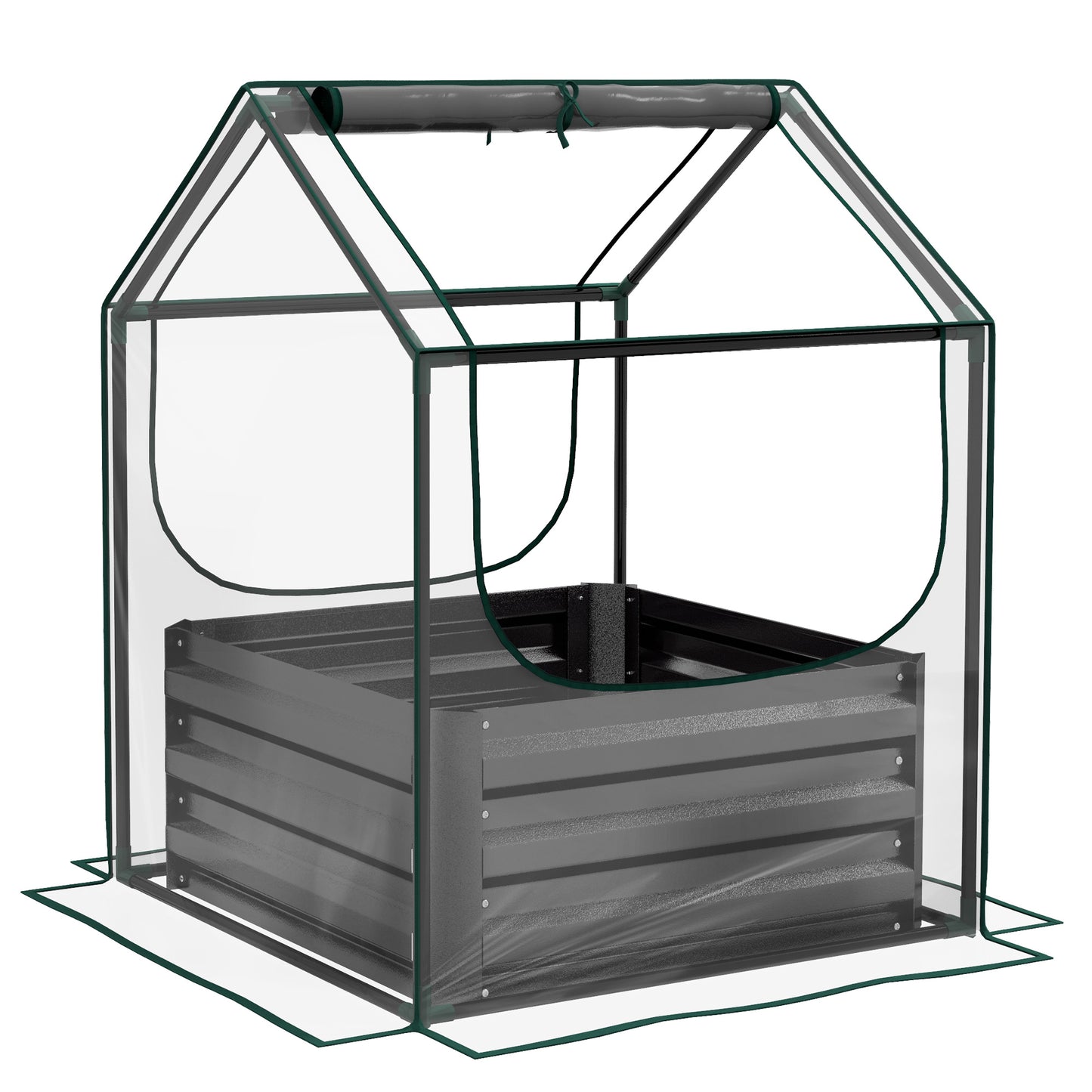 61 x 61cm Garden Planter Bed, with Cover - Grey