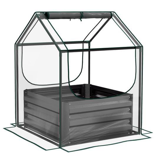 61 x 61cm Garden Planter Bed, with Cover - Grey