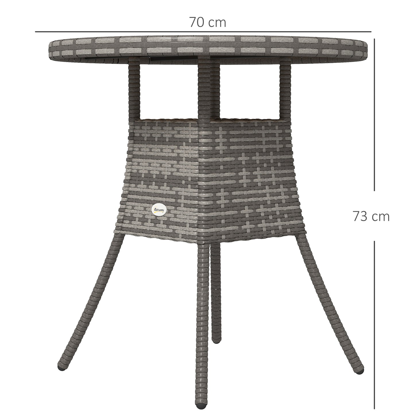 70 cm Wood-Effect Rattan Garden Table - Natural Wood Finish