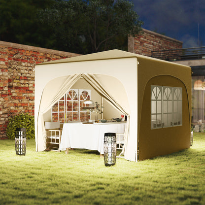 3 x 3m Pop-Up Gazebo Shelter, with Accessories - Sand