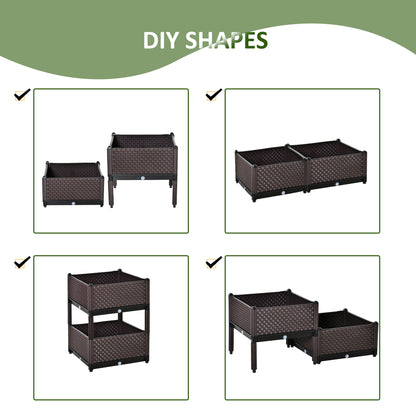 50cm x 50cm x 46.5cm Set of 2 41L Plastic Raised Garden Bed, Planter Box