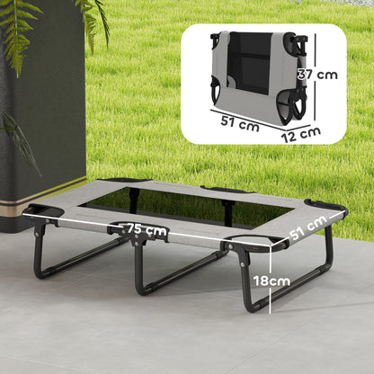 Portable Raised Dog Bed, Elevated Pet Cot with Breathable Mesh for Indoor Outdoor, for Small Medium Dogs, Light Grey