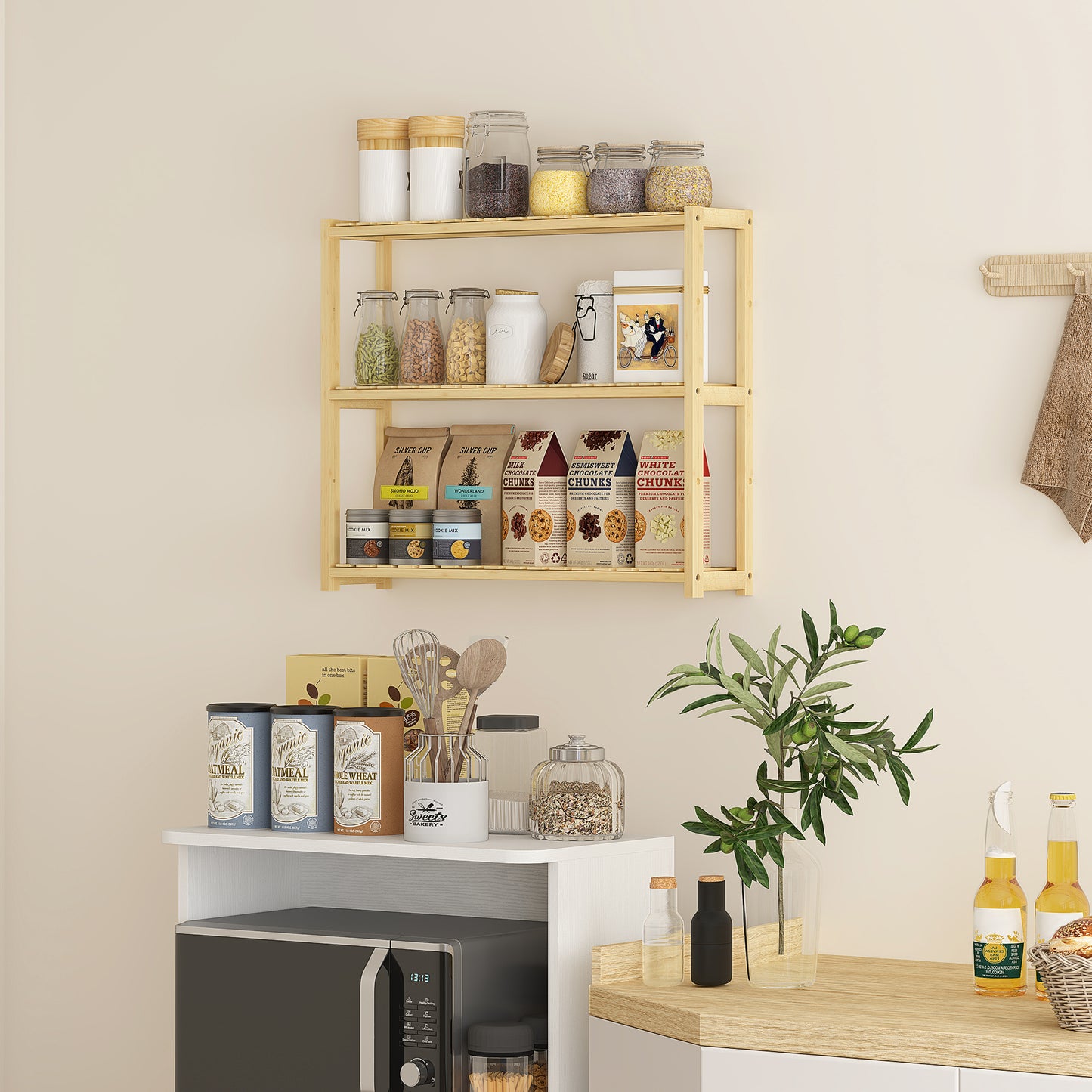 Three-Tier Bamboo Bathroom Rack - Natural Finish