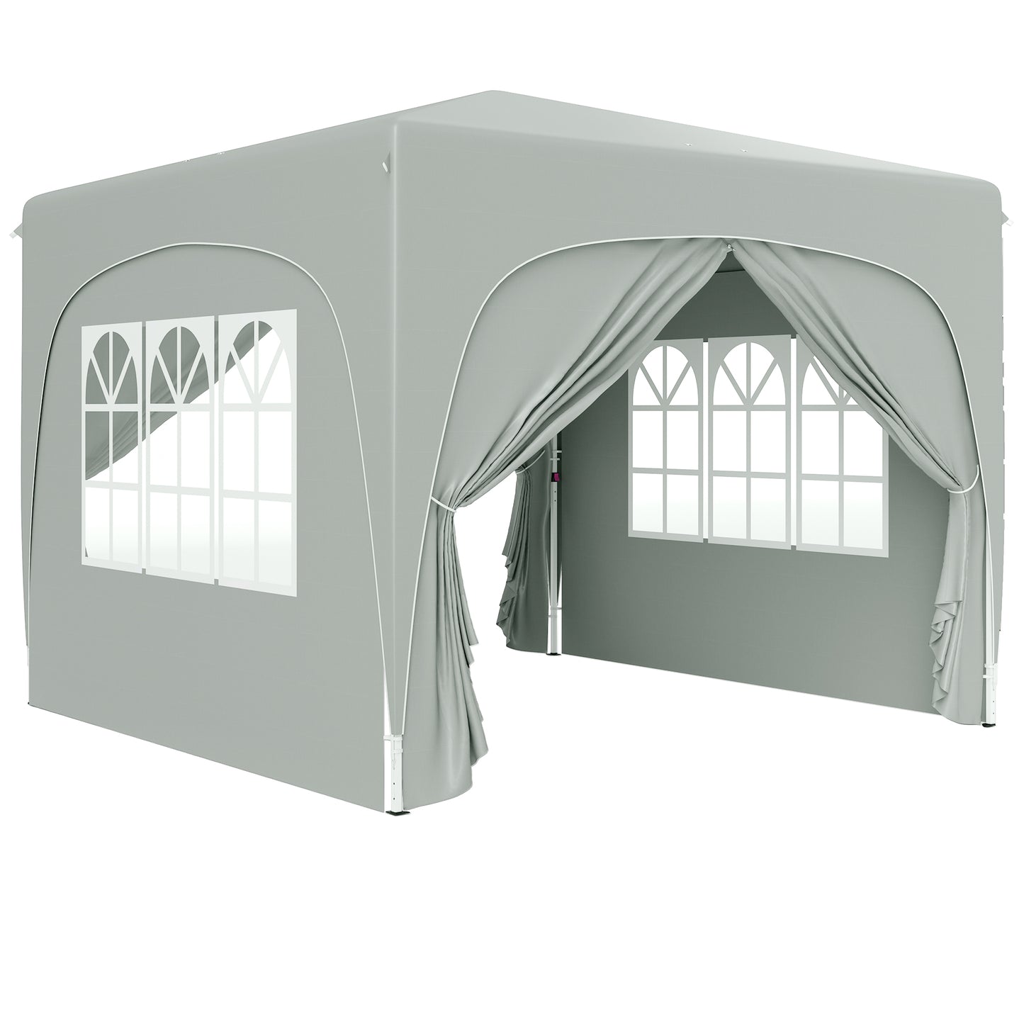 3 x 3m Pop-Up Gazebo Shelter, with Accessories - Light Grey