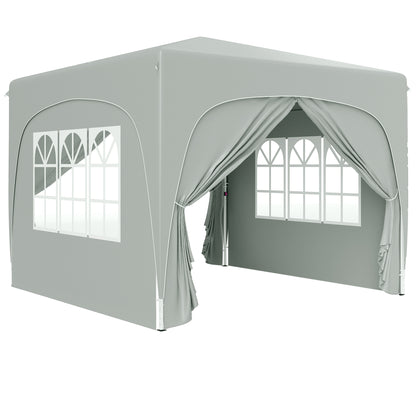 3 x 3m Pop-Up Gazebo Shelter, with Accessories - Light Grey