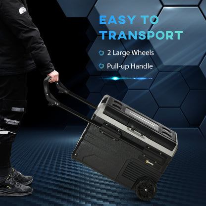 40L Camping Fridge, Portable Freezer Compressor Car Refrigerator with LED, Telescopic Handle