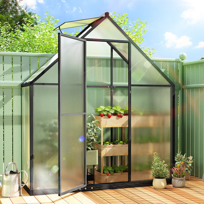Polycarbonate Greenhouse with Swing Door and Adjustable Window, Walk-in Greenhouse, 5.5 x 2ft, Black
