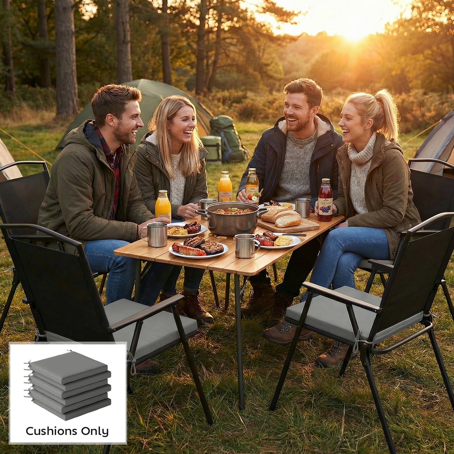 Set of 6 Outdoor Seat Cushions with Machine Washable Cover, Water Repellent Seat Cushions Dark Grey