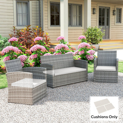 Outdoor Seat Cushion Pads for Rattan Furniture, 3 PCs Garden Furniture Cushions, Cream White
