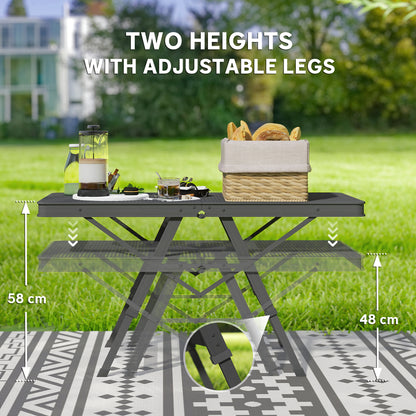 3 ft Folding Camping Table w/ Adjustable Heights, Portable Lightweight Outdoor Folding Picnic Table