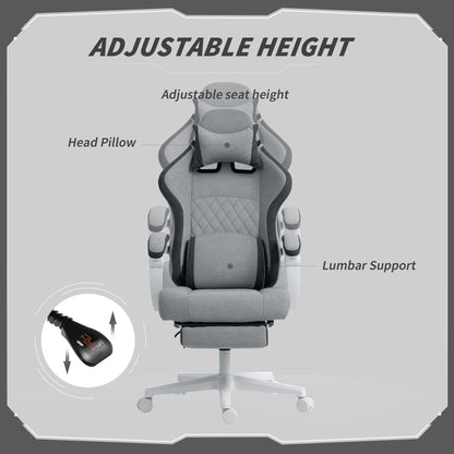 Gaming Chair, Gamer Computer Chair with Footrest, High Back, Lumbar Support, Adjustable Height