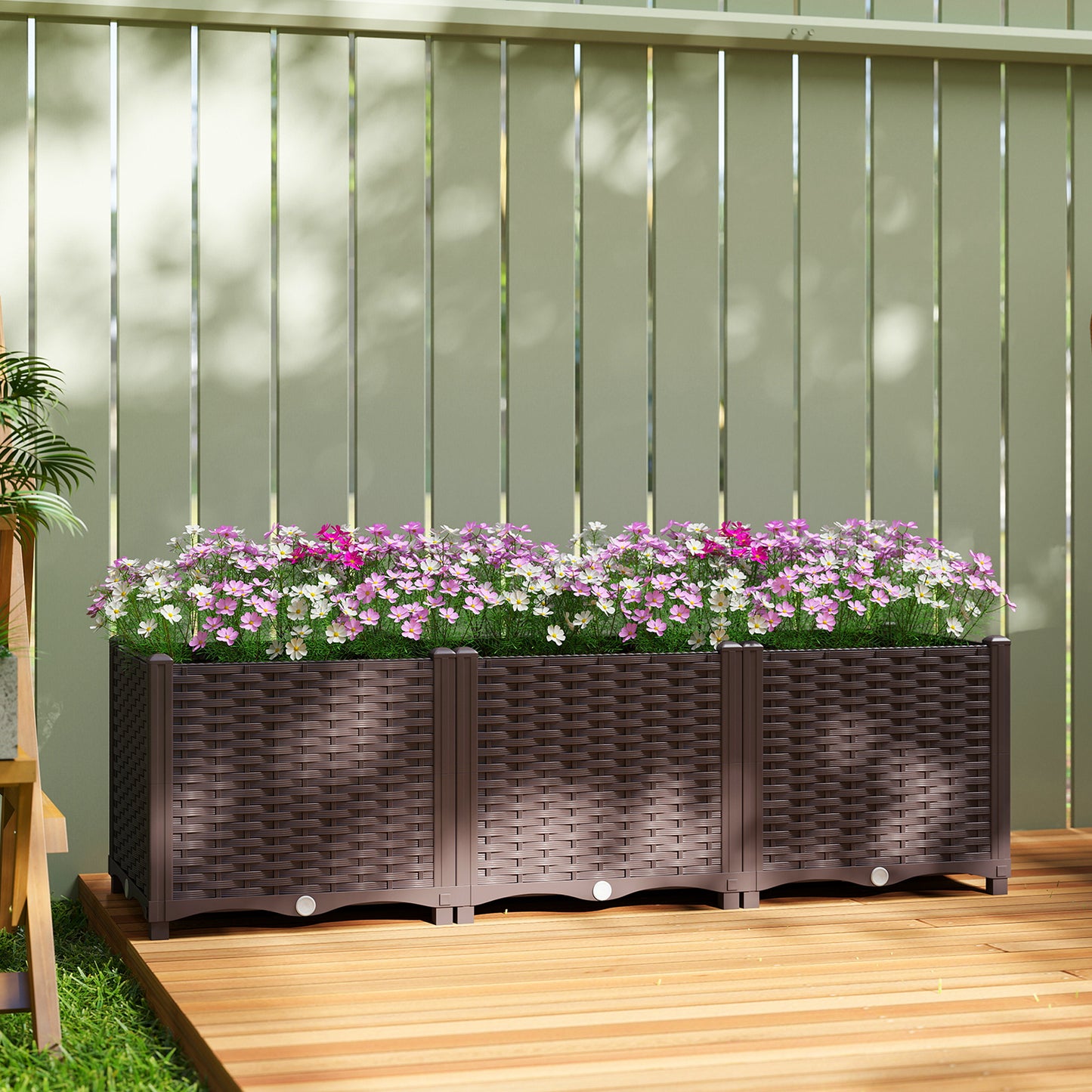 Plastic Raised Garden Bed with Legs, Self Watering Elevated Planter Boxes with Drainage Holes and Plugs