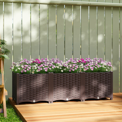 Plastic Raised Garden Bed with Legs, Self Watering Elevated Planter Boxes with Drainage Holes and Plugs