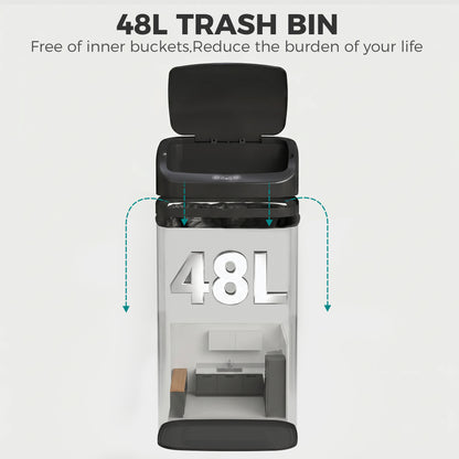 48L Galvanised Steel Sensor Bin - Black