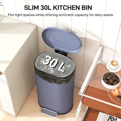 30 L Modern Curved Kitchen Bin - Grey