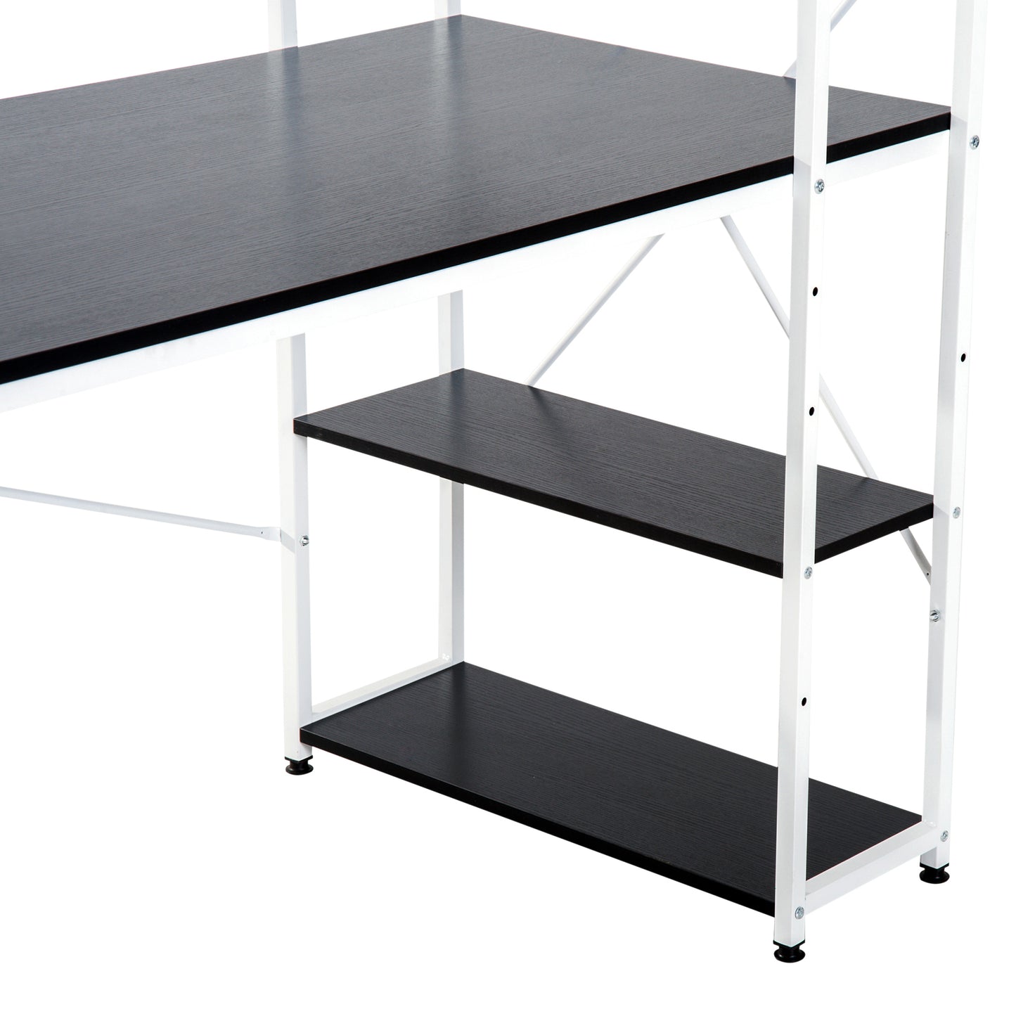 Computer Desk with Storage Shelves on Left or Right, Industrial Reversible Writing Desk for Home Office, Study