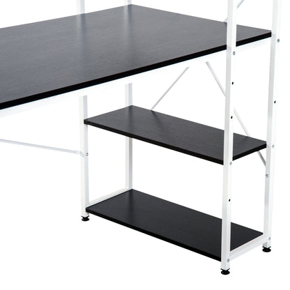 Computer Desk with Storage Shelves on Left or Right, Industrial Reversible Writing Desk for Home Office, Study