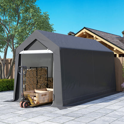 3.6 x 2.1m Portable Outdoor Shed, with Window - Dark Grey