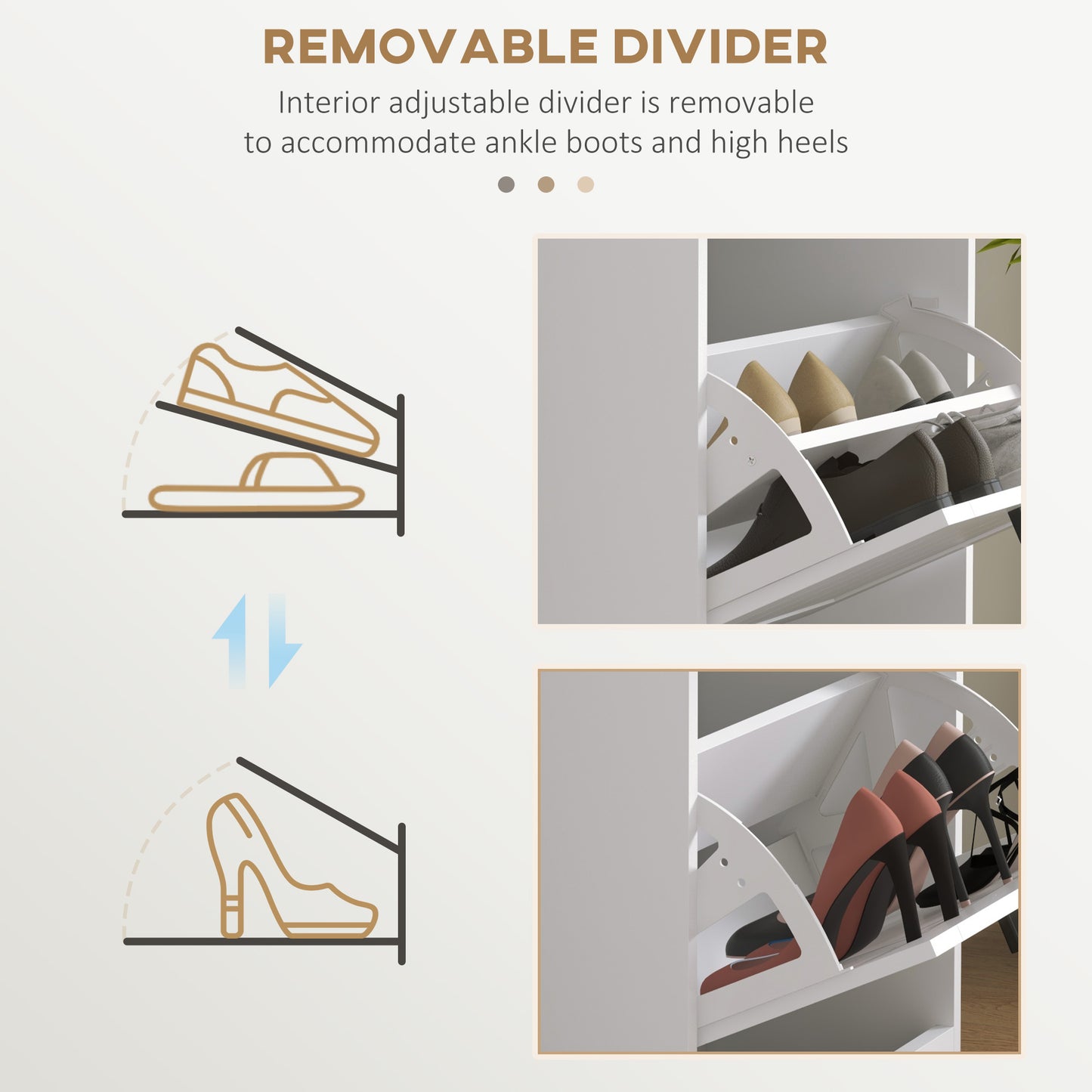 Three-Drawer Minimalistic Shoe Storage Cabinet, for 15 Shoes