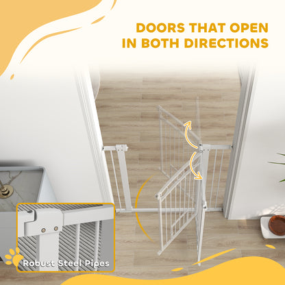106cm Tall Dog Gate with Cat Door, 7cm and 14cm Extensions, for Stairs, Doorways, 76-104cm Width