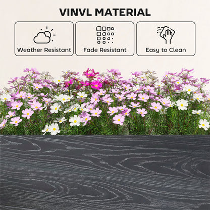 Vinyl Raised Garden Bed Kit, 2 x 2 x 1ft Modular Elevated Garden Box with Slotting Legs and Open Bottom, Dark Grey