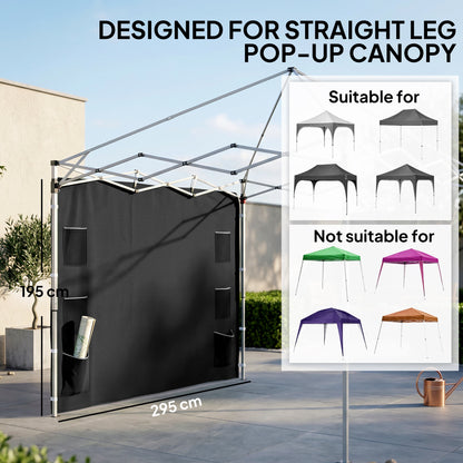 195 x 295cm Replacement Gazebo Sidewall - Black