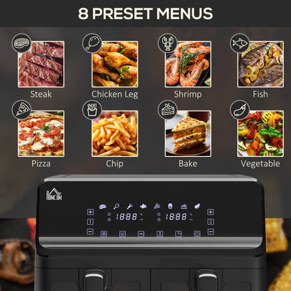 8L Dual Basket Air Fryer, 8-in-1 Air Fryer Oven with Digital Display, Visible, Timer, Preheat for Oil Free Low Fat Cooking