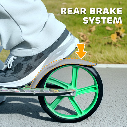 Foldable Kids Scooter with Adjustable Handlebar, 200mm Big Wheel, Rear Fender Brake, for Ages 6-12 Years, Green