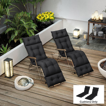 Set of Two 190 x 56cm Sun Lounger Cushions - Black