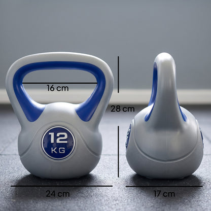 Kettlebell, 12kg Kettle Bells with Handle for Home Gym Weight Lifting and Strength Training, Dark Blue and Grey