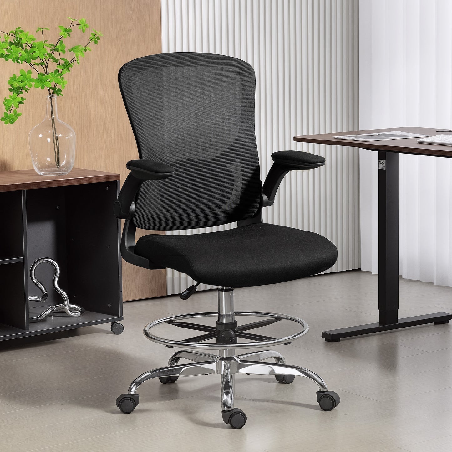 Draughtsman Chair, with Adjustable Lumbar - Black