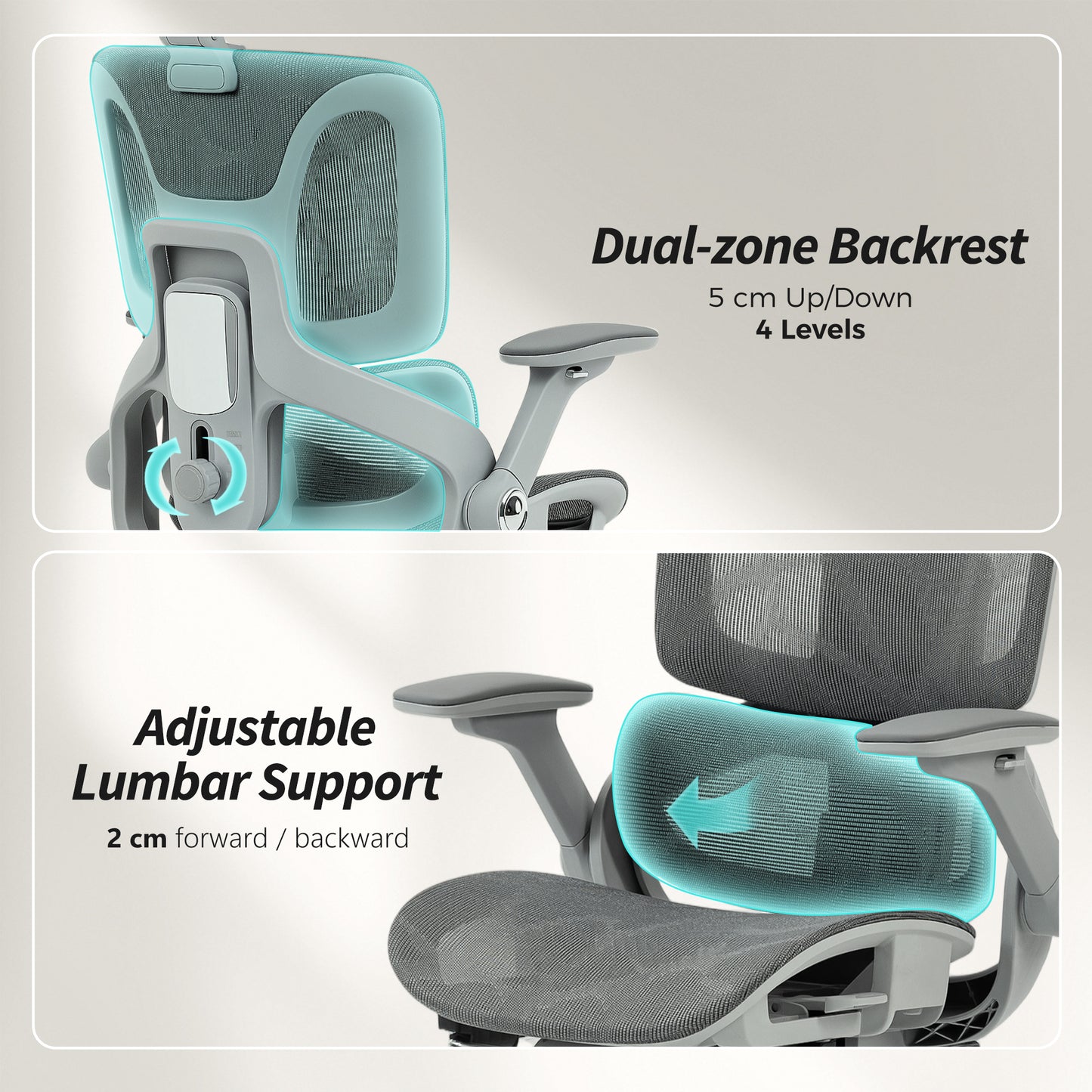 Ergonomic Office Chair, High Back Mesh Desk Chair, Grey