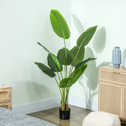 160cm Tall Artificial Bird of Paradise Plant, Faux Banana Leaf Tree with PEVA Leaves and Flocking