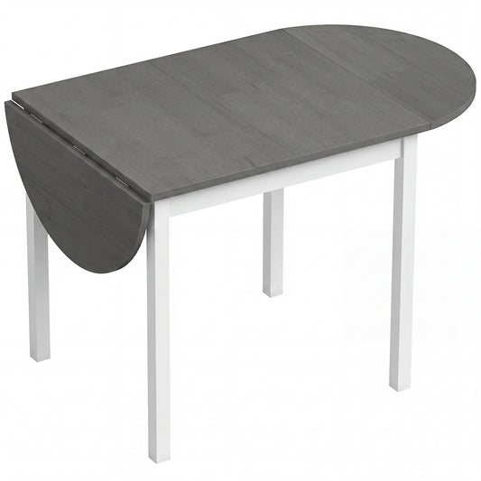 4-6 Person Wooden Drop-Leaf Table - Grey