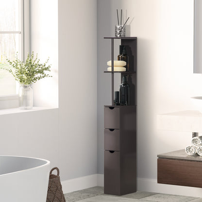 Tall Bathroom Cabinet, Freestanding Slim Bathroom Storage Cabinet with 2-Tier Open Shelf and 2 Drawers for Small Space