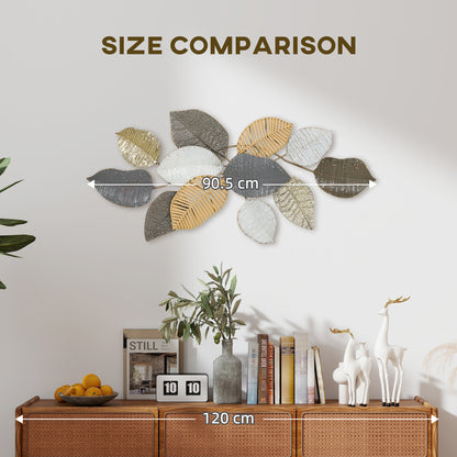 Metal Wall Art, Modern Hanging Wall Decor with Unique Leaf Design for Living Room Bedroom Entryway