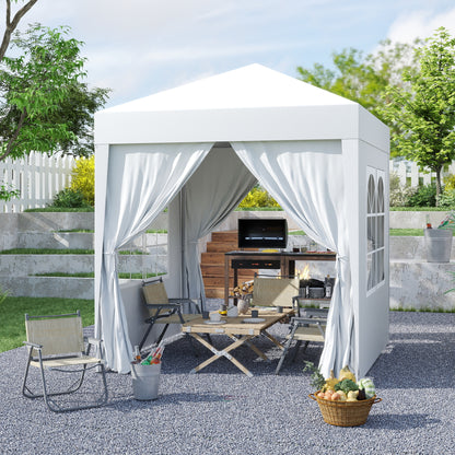 2 x 2 m Garden Pop Up Gazebo, Wedding Party Tent Marquee, Water Resistant Awning Canopy with Sidewalls, Windows, Carry Bag