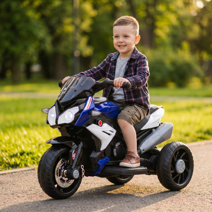 Kids Electric Motorcycle, 6V Ride on Motorcycle with 3 Wheels, LED Headlight, Music, Horn for Boys Girls 3-5 Y, Blue